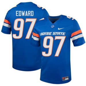 #97 Official BSU Men Mikaio Edward College Football Royal Jerseys 130554-406