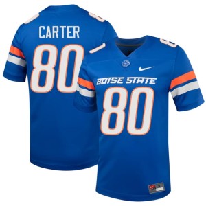 #80 Stitched Mens Romeo Carter College Football Royal BSU Broncos Jersey 355378-265