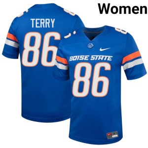 #86 College Football BSU Game Women's Royal Austin Terry Jersey 239944-934