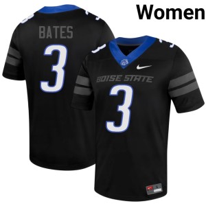 #3 College Football Cam Bates Women Boise Broncos Black Replica Jerseys 200433-291