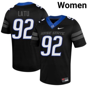 #92 College Football David Latu Alumni Bronco Nation Black Women's Jersey 221834-745