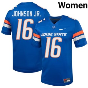 #16 Franklyn Johnson Jr. Stitched Broncos Women's College Football Royal Jerseys 204123-807