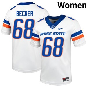 #68 Womens White Logan Becker College Football Bronco Nation University Jersey 580337-148