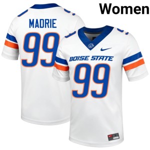 #99 Embroidery Bronco Nation College Football Michael Madrie White Womens Jersey 948844-411