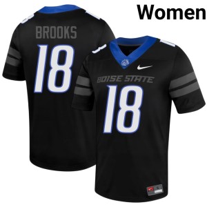 #18 Sam Brooks College Football Boise State Broncos Embroidery Women's Black Jerseys 179891-621