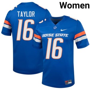 #16 Player Bronco Nation Royal Jackson Taylor Women College Football Jersey 401037-476