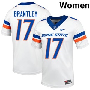 #17 Official BSU College Football White Logan Brantley Womens Jerseys 325712-307