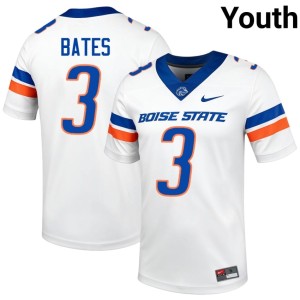 #3 2026 Youth College Football White Cam Bates Boise Broncos Jersey 772184-490