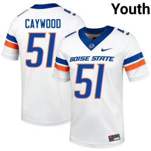 #51 Limited Roman Caywood College Football Broncos White Youth Jerseys 206377-854