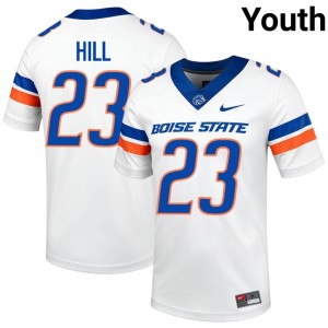#23 Youth College Football Davin Hill White Replica BSU Jerseys 801118-618