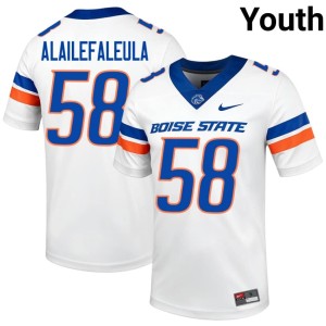 #58 Deuce Alailefaleula University Boise Broncos White College Football Youth Jerseys 330841-942